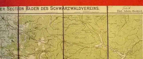 neu : Versandkosten ab Euro 2,50 ()  Alte Landkarte auf Leinen "Achern-Oberkirch und Umgebung"  1:35.000,  ca.59x51cm.  Vlg. St.Kah, Lithogr. Dr. Baden-Baden. Bilder zeigen nur Auszüge dieser alten Falt-Landkarte. 