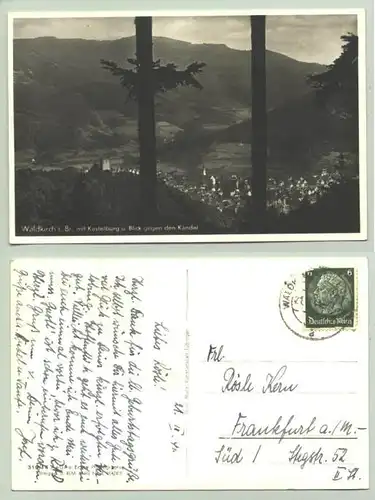 Waldkirch 1941 (intern : )  Ansichtskarte. PLZ-Bereich pauschal 79183