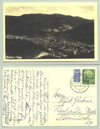 Waldkirch 1954 (intern : 1022127) Ansichtskarte. PLZ-Bereich pauschal 79183