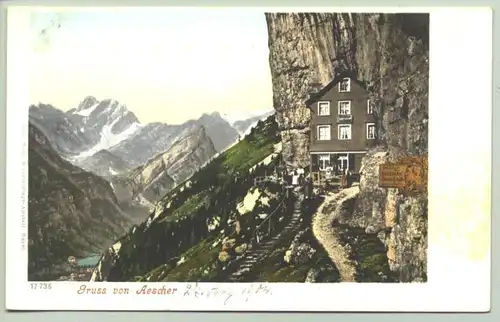 (1018434) Alte Ansichtskarte aus der Schweiz. "Gruss von Aescher". Kleine handschriftliche Datum-Notiz v. 27. Aug. 1904