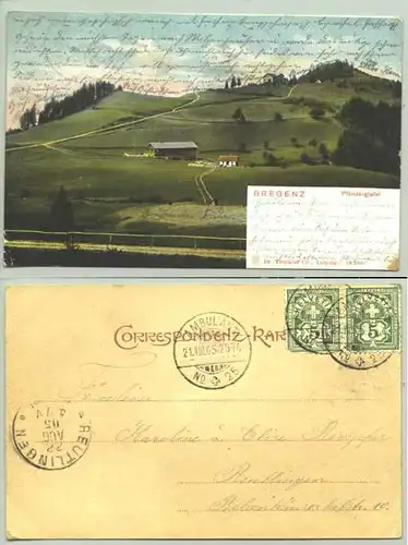 () Ansichtskarte aus der Schweiz. "Bregenz / Pfändergipfel". Beschrieben u. postalisch gelaufen mit Marke u. Stempel v. 1905