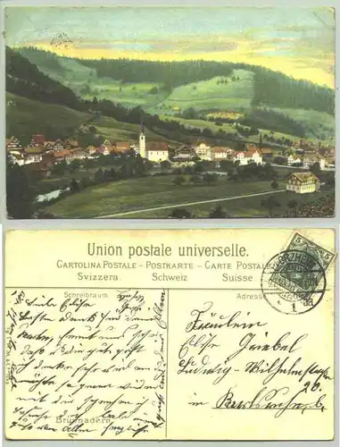 () Ansichtskarte aus der Schweiz. "Brunnadern". Beschrieben u. postalisch gelaufen mit Marke u. Stempel v. 1913