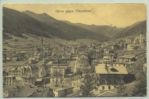 (1018415) Ansichtskarte aus der Schweiz. "Davos gegen Tinzenhorn". Beschrieben u. postalisch gelaufen mit Marke u. Stempel v. 1899