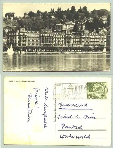 ()  Hotel National. Postalisch gelaufen 1953