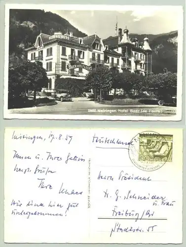 () 'Meiringen. Hotel Baer (de l'ours). Postalisch gelaufen 1959