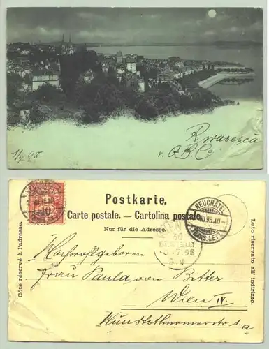 () Neuchatel (knittrig rechts unten). Weitere Infos : Postalisch gelaufen 1898