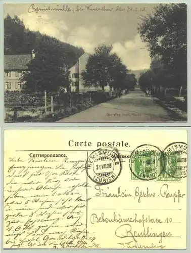 () Remismühle.  ... bei Winterthur, postalisch gelaufen 1908