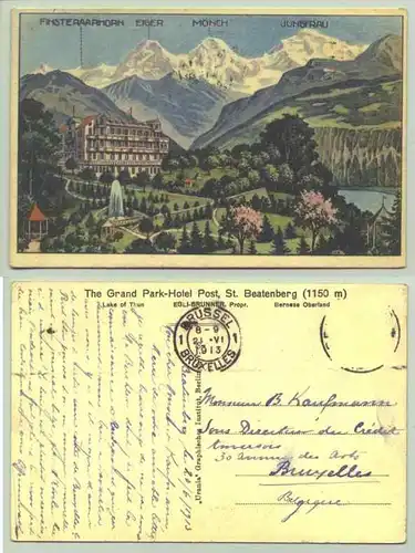 () The Grand Park Hotel Post, St. Beatenberg. Postalisch gelaufen 1913