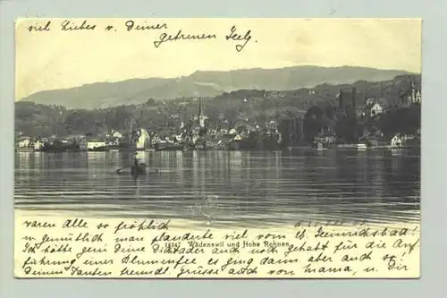(1018510) Ansichtskarte aus der Schweiz. "Waedenswil und Hohe Rohnen". Beschrieben u. postalisch gelaufen mit Marke u. Stempel v. 1908. Wehrli, Kilchberg