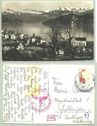 () Weggis. Postkarte, vermutlich 1943. rechts unten Knick