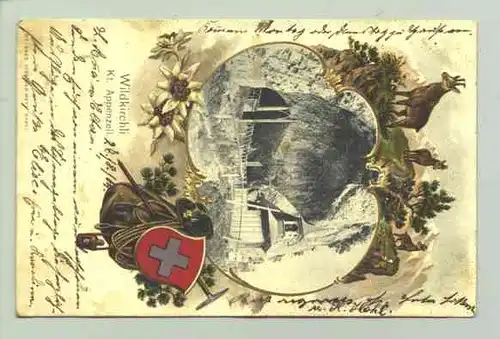 (1018484) Ansichtskarte aus der Schweiz. 1904. "Wildkirchli - Kt. Appenzell". Schoene Praegedruck-Karte