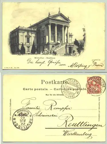 (1020304) Winterthur. Stadthaus. Postalisch gelaufen 1905