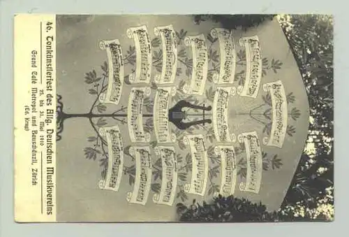 (1018515) Ansichtskarte aus der Schweiz. " 6. Tonünstlerfest ... Zürich 1910". Unbeschriebe Originalkarte. 1349 Kartenzentrale, Zuerich