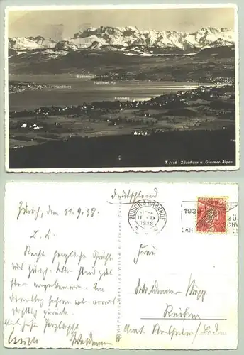 Zürichsee (1020258) Ansichtskarte, postalisch gelaufen 1938