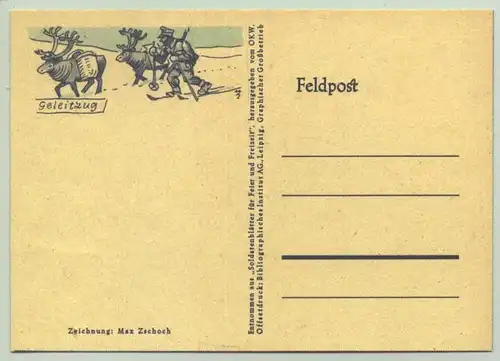 (1009812) 4 Feldpostkarten mit Bildchen. OKW. Bibliographisches Institut Leipzig, um 1941