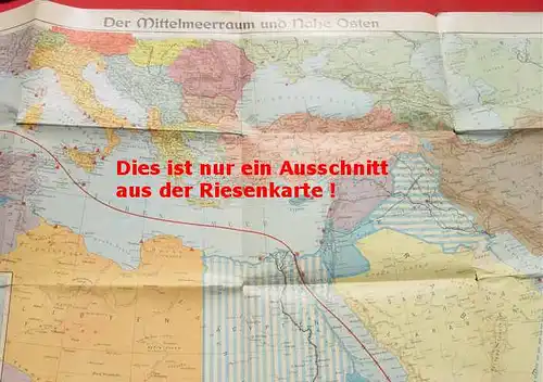 () Landkarte 'Der Mittelmeerraum und Nahe Osten' Ausgabe 1940, ca. 94 x 65 cm (!)