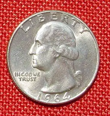 (1007749) USA 25 Cents 1964-D. Silbermuenze. Sehr guter Zustand