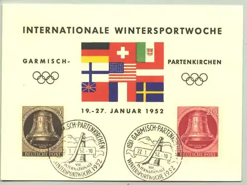 () Postkarte "Internationale Wintersportwoche Garmisch-Partenkirchen 19, - 27. Januar 1952