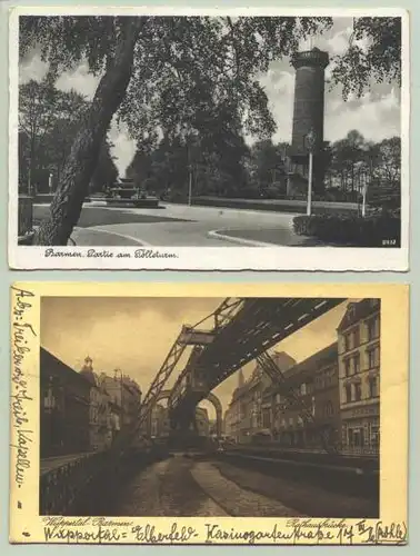 () 2 alte Ansichtskarten "Wuppertal-Barmen". Beide AK beschrieben u. postalisch gelaufen mit Marke u. Stempel von 1934 / 1940