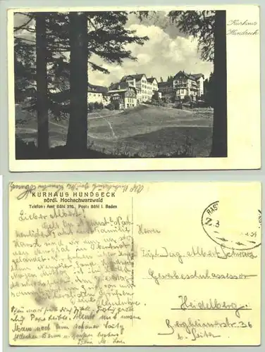 () Hundseck 1934. Ansichtskarte. PLZ-Bereich pauschal 77815. Postalisch gelaufen 1934, Marke geloest