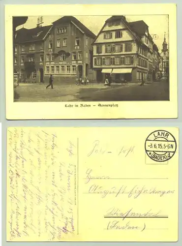 () Lahr 1915. Ansichtskarte. PLZ-Bereich pauschal 77933. Postalisch gelaufen