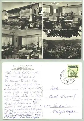 (1021432) Oppenau. Ansichtskarte. Fremdenheim Haus Colonia. PLZ-Bereich pauschal 77728. Postalisch gelaufen um 1967 ?