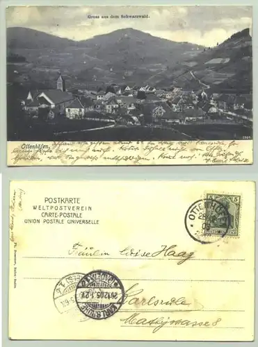 ( )  Ottenhöfen. Ansichtskarte. PLZ-Bereich pauschal 77883. Postalisch gelaufen 1905