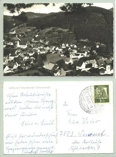 () Schenkenzell. Ansichtskarte. PLZ-Bereich pauschal 77773. Postalisch gelaufen mit Sonderstempel 30. 6. 1962.  Eckknick