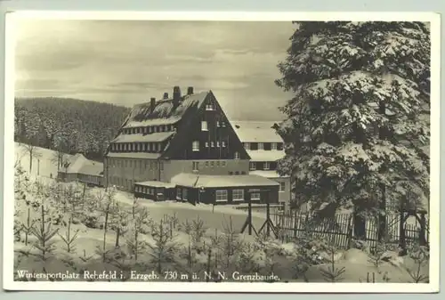 (1018576) Foto-Ansichtskarte. "Wintersportplatz Rehefeld i. Erzgeb. Grenzbaude". Vermutlich 1930er Jahre