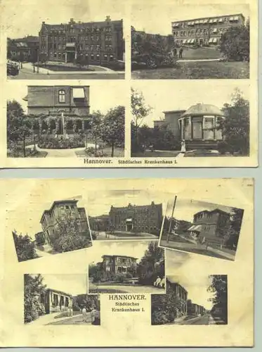 (1017368)  2 alte Ansichtskarten "Hannover - Städtisches Krankenhaus". PLZ-Bereich pauschal 30159. Beschrieben u. postalisch gelaufen Hannover 1912
