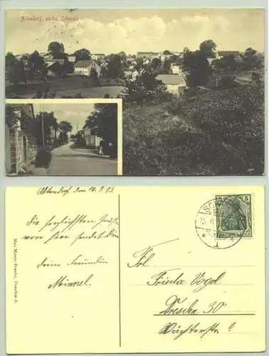 () Ansichtskarte. "Altendorf, saechs. Schweiz". PLZ-Bereich 01855. Beschrieben u. postalisch gelaufen mit Marke u. Stempel von 1913