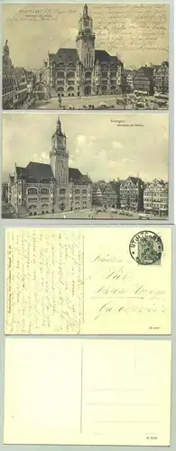 (1020061)  2 schoene alte Ansichtskarten mit Motiven aus Stuttgart. PLZ-Bereich pauschal 70173. Eine AK beschrieben u. postalisch gelaufen mit Marke u. Stempel von 1910