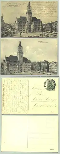 ()  2 schoene alte Ansichtskarten mit Motiven aus Stuttgart. PLZ-Bereich pauschal 70173. Eine AK beschrieben u. postalisch gelaufen mit Marke u. Stempel von 1910