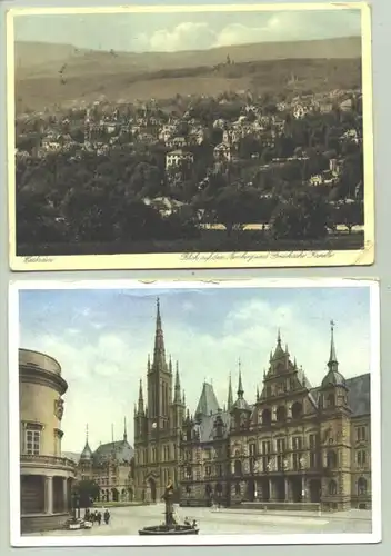(1018909) 2 alte Ansichtskarten mit Motiven aus Wiesbaden. PLZ-Bereich pauschal 65189. Eine AK beschrieben u. postalisch gelaufen mit Marke u. Stempel von 1939