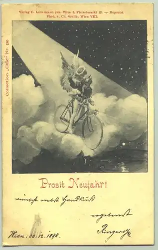 (1017535) Ansichtskarte. Neujahr. Alte Original-Neujahrskarte mit huebschem Motiv. Collection 'Chic' Nr. 180. Beschrieben u. postalisch gelaufen, Wien 30. 12. 1898
