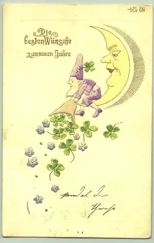 (1017554) Alte Original-Neujahrskarte von 1902. Sehr schoenes Prägedruck-Motiv. Beschrieben und postalisch gelaufen mit Marke u. Stempel, Mannheim 31. 12. 1901