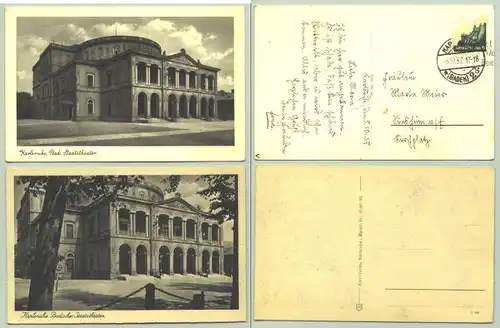 (1021079)  2 Ansichtskarten mit Motiven aus Karlsruhe / Badisches Staatstheater. PLZ-Bereich pauschal 76131. Eine AK postalisch gelaufen 1937