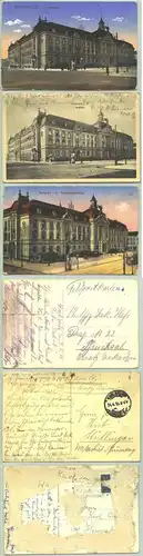 (1021077) 3 Ansichtskarten mit dem Motiv "Hauptpost" in Karlsruhe / Baden. PLZ-Bereich pauschal 76131. Zum Teil postalisch gelaufen 1914