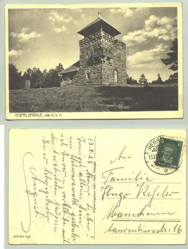 Herrenalb 1928 (intern : 1021214) Ansichtskarte. Teufelsmuehle. PLZ-Bereich pauschal 76332. Postalisch gelaufen 1928