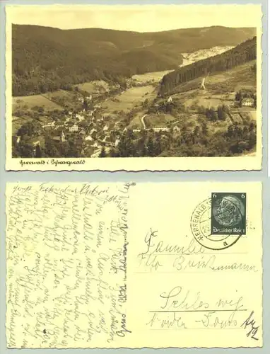 Herrenalb 1940 (intern : 1021226) Ansichtskarte. PLZ-Bereich pauschal 76332. Postalisch gelaufen 1940