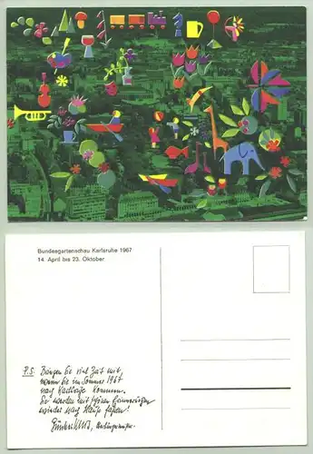 () Ansichtskarte. Bundesgartenschau Karlsruhe 1967. PLZ-Bereich pauschal 76131. Postalisch nicht gelaufen