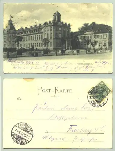 (1021163) Ansichtskarte. Karlsruhe - Schlosskirche. PLZ-Bereich pauschal 76131. Postalisch gelaufen 1901