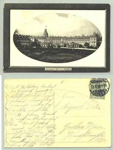 (1021111) Alte Ansichtskarte. Karlsruhe - Schloss. Bild in Praegedruckrahmen. PLZ-Bereich pauschal 76131. Postalisch gelaufen 1910