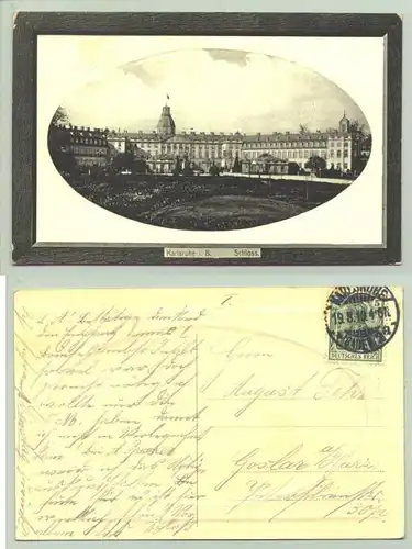 () Alte Ansichtskarte. Karlsruhe - Schloss. Bild in Praegedruckrahmen. PLZ-Bereich pauschal 76131. Postalisch gelaufen 1910