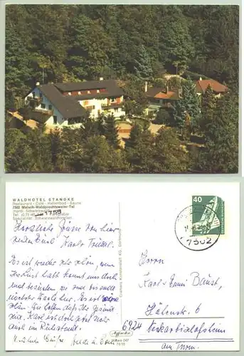 () Ansichtskarte. Waldhotel Standke, Malsch-Waldprechtsweier-Tal. PLZ-Bereich pauschal 76316. Postalisch gelaufen 1972 ... ?