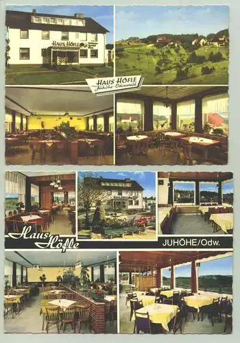 (1019871) 2 alte Ansichtskarten mit Motiven aus Juhoehe / Gasthaus 'Haus Hoefle'. 1 x beschrieben u. postalisch gelaufen mit Marke u. Stempel um 1970. Andere AK mit kl. Notiz von 1968