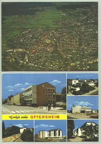 (1019565)  2 alte Ansichtskarten mit Motiven aus Oftersheim. PLZ-Bereich pauschal 68723. Nur 1 AK beschrieben und postalisch gelaufen mit Marke u. Stempel von 1976