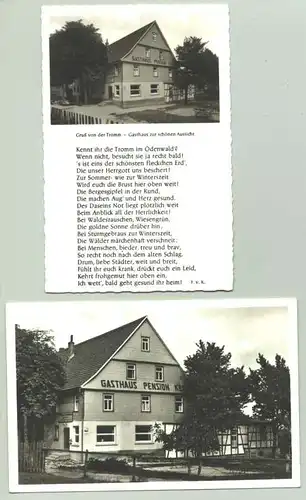 (1019856)  2 alte Foto-Ansichtskarten mit Motiven aus Tromm / Gasthaus zur schoenen Aussicht. PLZ-Bereich pauschal 69483. Postalisch nicht gelaufen, vermutlich um 1960 ?