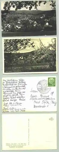 () 2 alte Ansichtskarten mit Motiven "Waldhilsbach bei Heidelberg". PLZ-Bereich pauschal 69151. Eine AK beschrieben und postalisch gelaufen 1956. Die andere Karte vermutlich aus der Zeit um 1930-1935