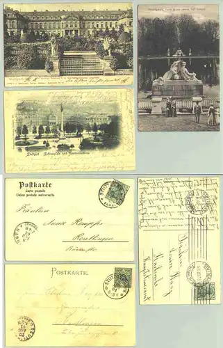 (1020087) Drei schoene, alte Ansichtskarten mit Motiven aus Stuttgart. Briefmarke u. Stempel von 1901, 1903, 1909